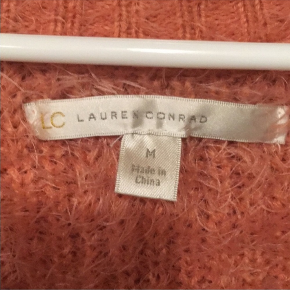 LC Lauren Conrad Coral eyelash fuzzy Sweater with Snowflake Design - Picture 3 of 4